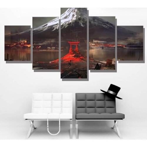 5 Panels/PCS Abstract Art Canvas Painting Mount Fuji Japan Drawing Artwork Pictures For Living Room Home Wall Decor No Frame
