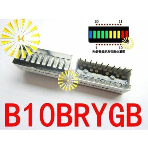50PCS X 10 grid digital segment LED light bar of super bright 2 red+3 yellow+4 green+1 blue light flat tube B10BRYGB Light Beads