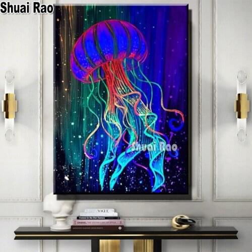 5D DIY Diamond Painting Full Round Square JellyFish Under the Sea Marine Life Ocean Diamond Embroidery Mosaic Home Decor GH252