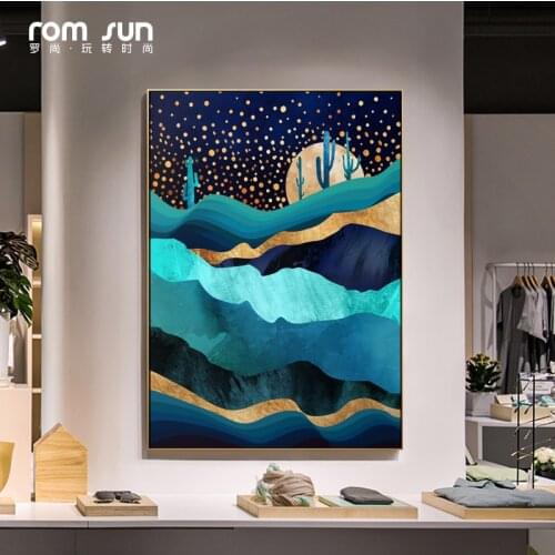 Abstract Landscape Poster Golden Canvas Painting Print Wall Picture for Living Room Bedroom Scandinavian Wall Art Decor Tableaux