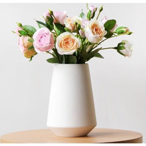 1pc White Ceramic Vase Porcelain Flower Vase Hydroponic Container Home Wedding Decor Ornament
