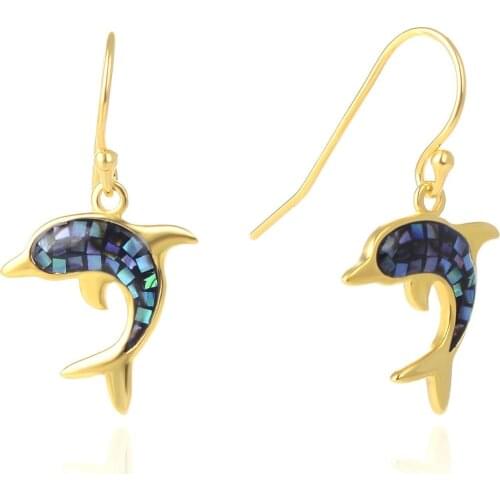 Beritafon 925 Sterling Silver Dolphin Abalone Shell Pearl Earrings Gift for Women or Girls