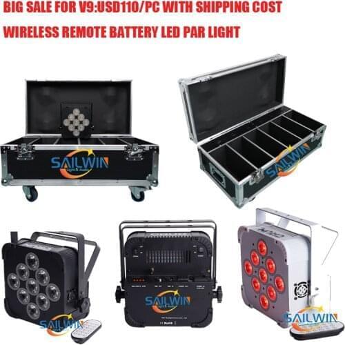 FREE-TAX 9X18W 6in1 RGBAW UV Battery Powered Wireless LED Par Light Disco Stage LED Chargeable Par Projector For Party Event