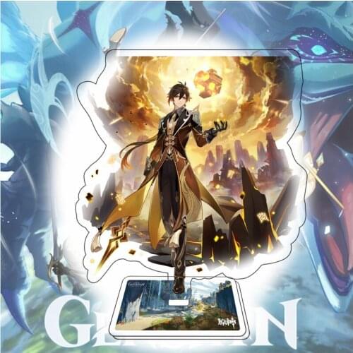 Game of Genshin Impact 15cm Big Stand Morax Zhongli Cosplay Character Stand Kawaii Accessories For Boys Girls Collections Gifts