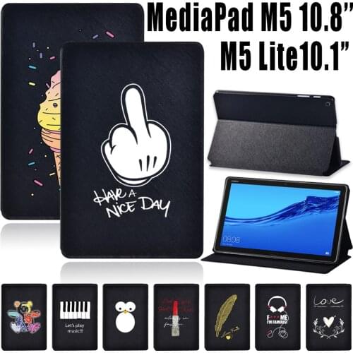 For Huawei MediaPad M5 Lite 10.1 inch/MediaPad M5 10.8 inch Tablet Case Drop Resistance Leather Cover Case + Free Stylus
