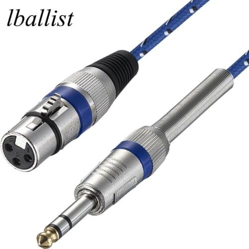 Lballist Fabric Braided 1/4'' Jack 6.35mm Stereo Male to XLR Female Microphone Cable Foil+Braided Shielded