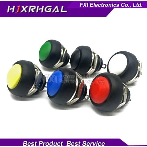 2PCS 12mm Waterproof Momentary push button for switch Black/Red/Green/Yellow/Blue/white PBS-33B IGmopnrq