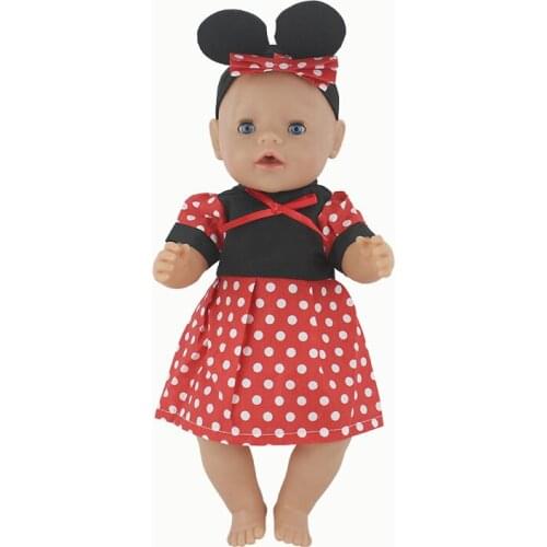 Red White Polka Dot Dress Doll Clothes Fit For 43cm baby Doll clothes reborn Doll Accessories
