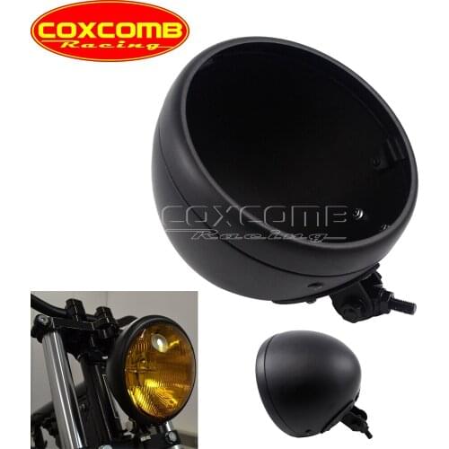 7" Motorcycle Round LED Headlight Housing Headlamp Light Bulb Bucket Holder Cover For Harley Honda Yamaha Kawasaki Cafe Racer