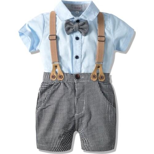 Summer Baby Boy Clothing Sets Bodysuits Shorts 2 PCS Kids Outfits Bow Romper Children Clothes Uniform Formal Toddler Costume