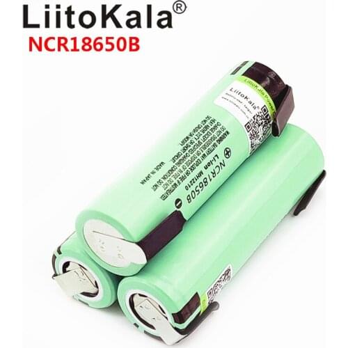 Hot 10pcs liitokala 18650 3400 Battery 3400mAh 3.7V NCR18650B Rechargeable Li-ion Battery for Flashlight for +DIY nickel