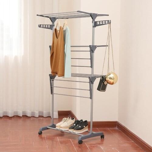 Metal Clothes Hanger Multifunctional Storage Organizer Floor Hanger Storage Wardrobe Clothing Drying Racks Simple Home Furniture