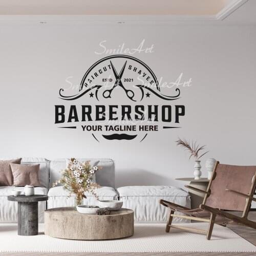 Cartoon Custom Name Barbershop Vinyl Kitchen Wall Stickers Wallpaper For Kids Rooms Decoration Decal Creative Stickers