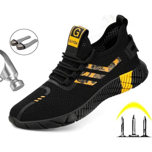 2020New men Steel Toe Work Safety Shoes Lightweight Breathable Reflective Casual Sneaker Prevent piercing Women Protective boots