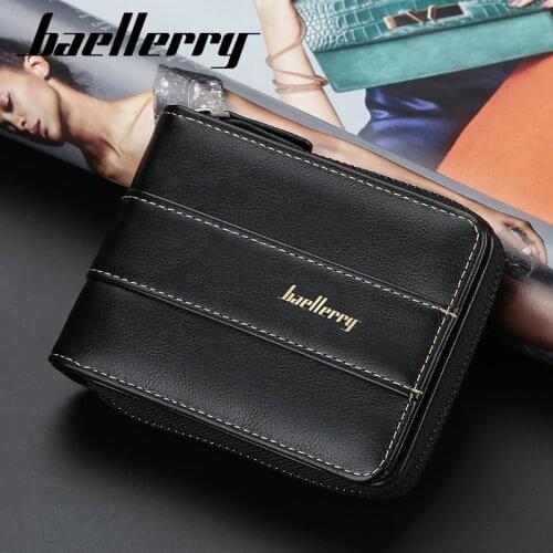Casual Style Zipper Men Wallets vintage Card Holder Male purse Synthetic Leather Wallet Man Purse Coin Purse Mens Carteira