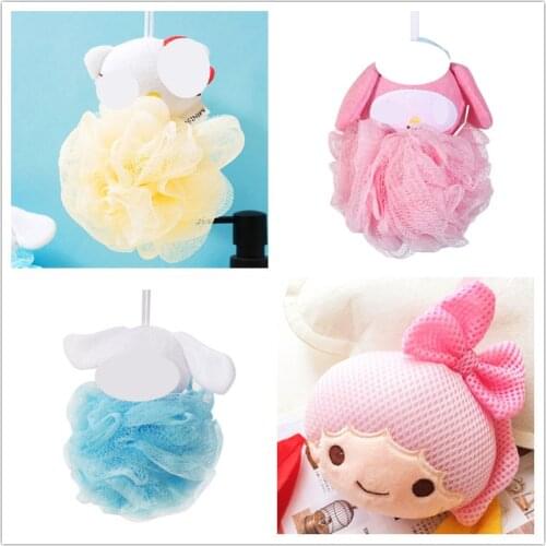 Bath Flower kitty Bath Ball Loofah Mesh Sponge Super Soft Baby Bath Brush Milk Shower Accessories Child Bathroom Supplies