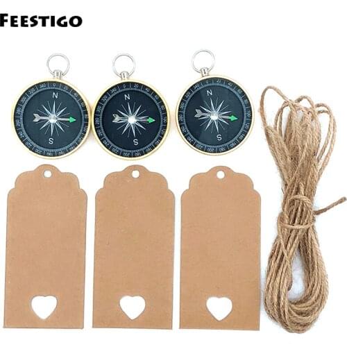 FEESTIGO 12set Wedding Gifts for Guests Wedding Souvenirs Decoration Compass+Tags Party Favors Event Party Supplies