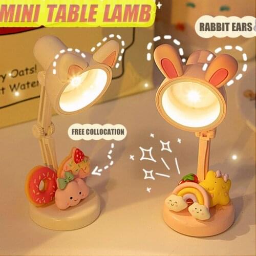 W&G Mini Table Lamp Kawaii Night Lights Healing Small Ornaments Japanese Ins Cute Foldable Desktop Decoration Gifts for Girls