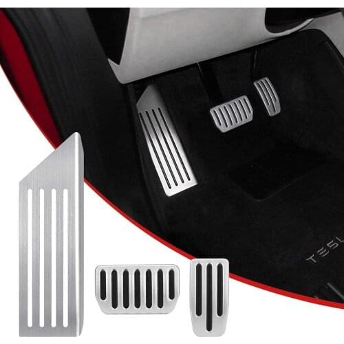 Anti-Slip Foot Pedal Pads Auto Aluminum Pedal Covers, Accelerator & Brake & Foot Rest Foot Pedal Pads For Tesla Model 3