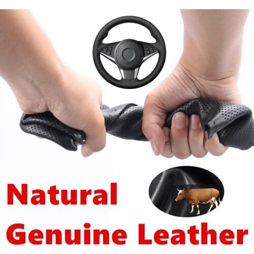 DIY Genuine Calfskin Leather Car Steering Wheel Cover for BMW E60 530d 545i 550i E61 Touring 2005-2009 E63 E64 630i 645Ci 650i