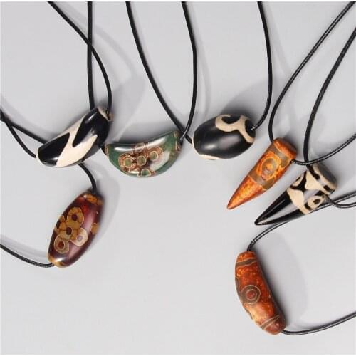Original Tibetan Bead Eyes Black White Coffee Natural Dzi Bead Necklace Retro Nostalgic China Tibet Dzi Bead Pendant Necklace