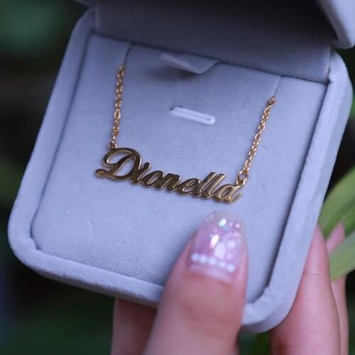 Custom Name Necklace Personalized Stainless Steel Gold Color Nameplate Pendant Necklace Women Girl Jewelry Valentines Day Gifts