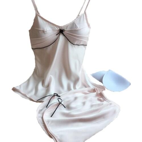 Sexy womens Pajamas Set Free Shipping 2016 Two Pieces Short Pants + Tops Cute Bow Young Girl Pijamas Sets Wholesale Price NEW