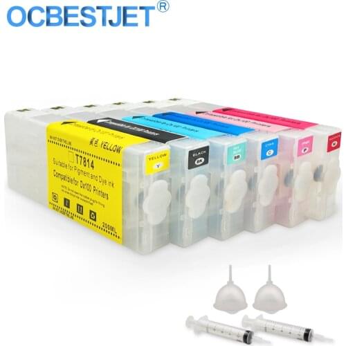 6Color/Set T7811 T7811-T7816 Empty Refillable Ink Cartridge With Chip For Fujifilm Frontier-S DX-100 Fuji DX100 Printer 200ML/PC