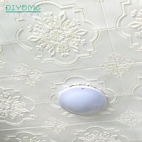 PVC Waterproof Wallpapers for Living Room Bedroom 3D Self-adhesive Roof Ceiling Wall Stickers European Foam Contact Paper Sticke