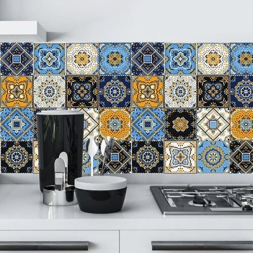 16pcs/set 10/15/20/30cm Colorful Hard Tiles Floor Wall Stickers Kitchen Home Decor Wall Decals Peel & Stick Peel & Stick Mural