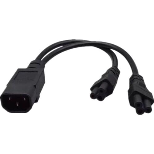 Power Y Type Splitter Adapter Cable Single IEC 320 C14 Male to Dual C5 Female Short Cord for Computer host display 0.32M