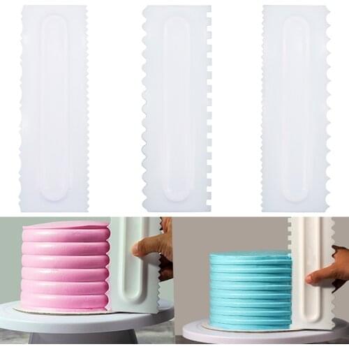 3PCS Cream Scraper Irregular Teeth Edge Spatulas Cake Baking Scraper Fondant Cake Slicer Pastry Cutters Tools DIY Decorating