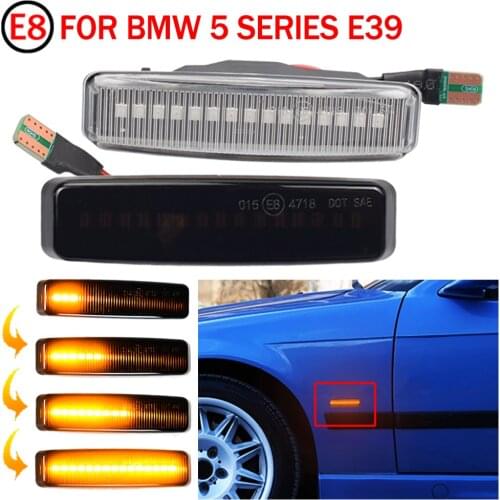 2pcs LED Car Dynamic Side Marker Blinker Light Signal Lamp Turn Signal Light For BMW serie 5 E39 M5 1998-2003