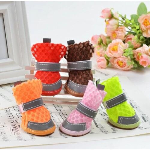 Summer Shoes For Small Dogs Reflective Breathable Mesh Boots Puppy Teddy Bichon Anti-Slip Chihuahua York Pet Dog Shoes Cover