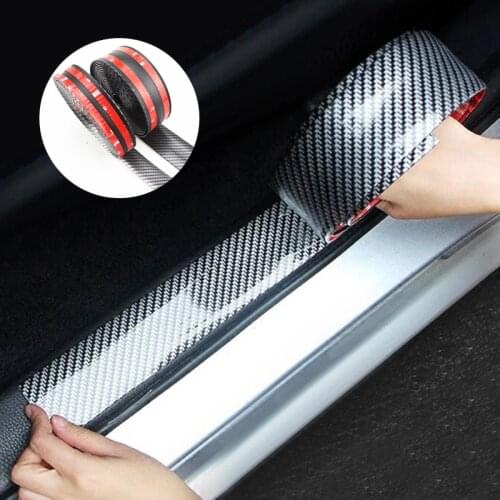 Carbon Fiber Rubber Molding Threshold Protector Soft Black Trim Bumper Strip Car Stickers For Misubishi Outlander Lancer 10 9