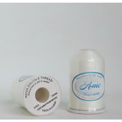 Higher quality 1000m long Raw White Water soluble sewing thread 20C Wash Away Vanish Extra Quilting Basting THread 40S/2