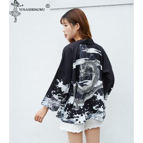 Japan Summer Fish Print Yukata Women Kimono Cardigan Asia Clothes Harajuku Shirt Top Casual Japanese Kawaii Carp Cosplay Costume