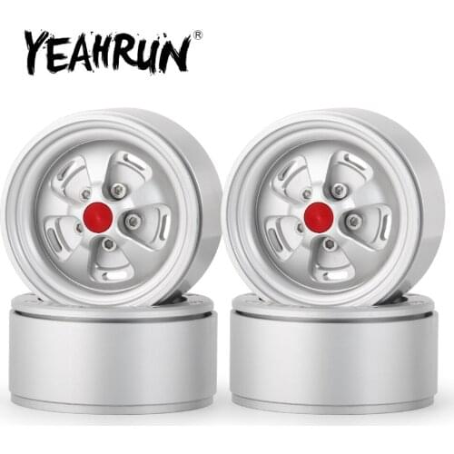 YEAHRUN 4Pcs Silver 1.9 inch Alloy Metal Beadlock Wheel Rim for Axial SCX10 D90 90046 CC01 1/10 RC Crawler Car