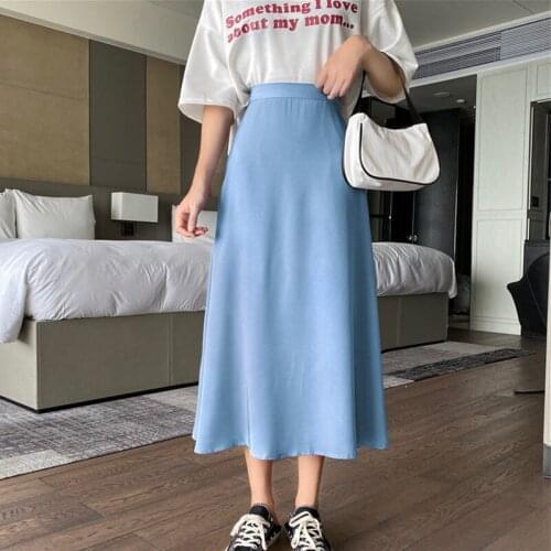 Woman Skirts Mid Calf Daily Chic Women Multicolor Plus Size Chiffon Solid Fairy Sweet Female Party Kawaii High Quality
