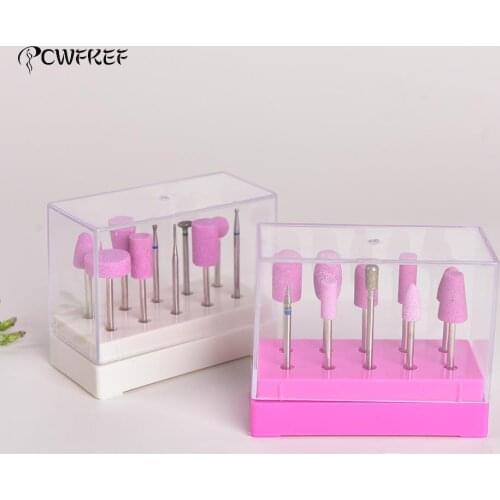 10 Holes Nail Bits Holder Exhibition Displayer Nail Drill Bit Holder Professional Manicure Tool