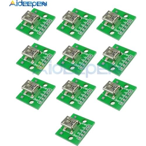 10Pcs Mini USB to DIP Board Adapter Converter Pitch 2.54mm PCB Board Power Supply Module