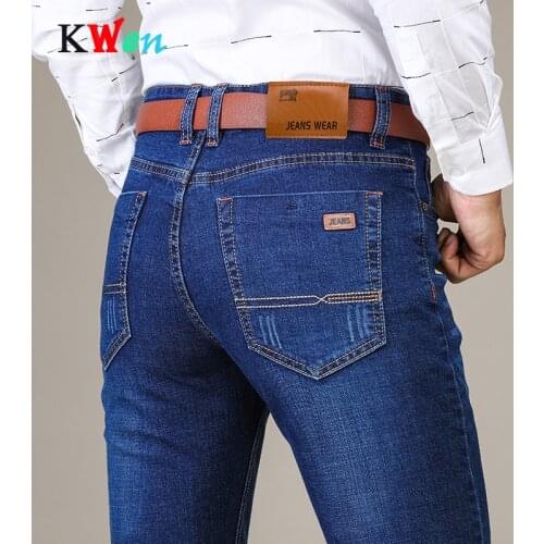 2019 New Brand Men 's Fashion Business Casual Stretch Slim Classic Trousers Denim Pants Male Plus size skinny men Jeans