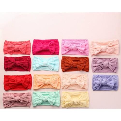 27pc Newborn Baby Girls Braid Cable Knit Nylon Bows Headbands,Toddler Infants Knot Wide Turban Headwraps Head Wraps For Princess