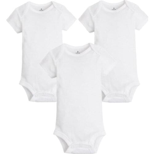 3pcs/lot Newborn summer baby clothing 5 colours infant twins pure white short sleeve imported baby clothes pajamas bodysuit