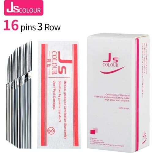 50pcs 3 row 16 needle Permanent Makeup Eyebrow Tattoo Blade Microblading Needles For 3D Embroidery Manual Tattoo Pen Machine