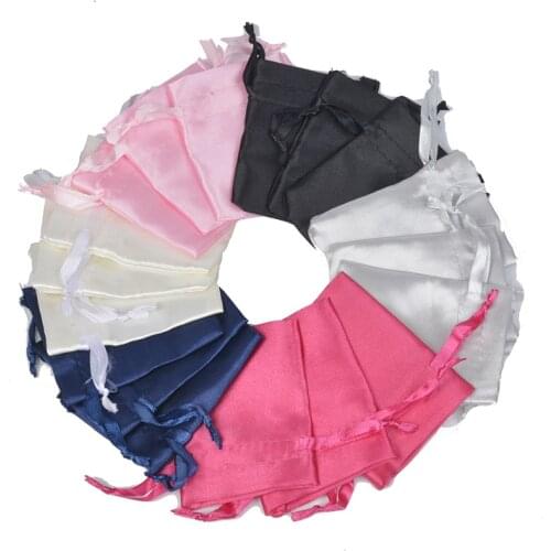 50pcs/lot 7x9cm Small Satin Silk Drawstring Pouches Jewelry Makeup Packaging Bags Christmas Wedding Party Gift Decoration Bags