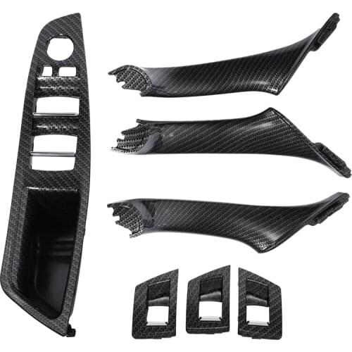 7PCS Right Hand Drive RHD For BMW 5 Series F10 F11 Car Interior Door Handle Inner Panel Pull Trim Cover Armrest