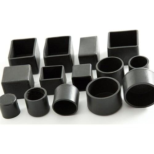 Black Furniture Leg Caps PVC Plastic Floor Protector Pads Round Table Foot Cover Pipe Plugs Leveling Feet 8pcs
