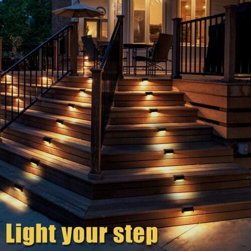 8Pcs Solar Lights LED Fence Deck Lights Waterproof Led Solar Stair Light Outdoor Wall Step Lamps For Fence Patio Garden Pathway