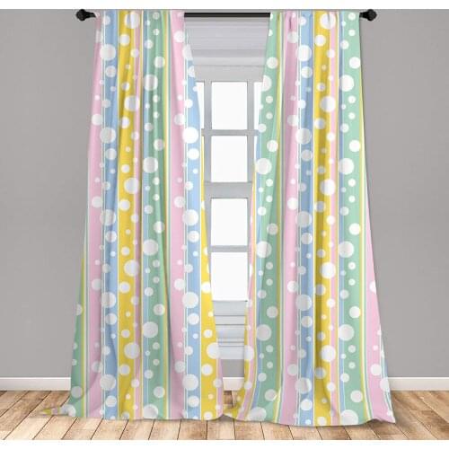Abstract Curtains Simplistic Soft Toned Geometric Circles Color Bars Creative Window Treatments for Living Room Bedroom Decor